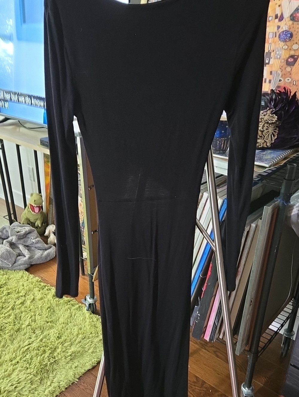 Rebel Sugar Black Long-Sleeve Bodycon Dress Open Back